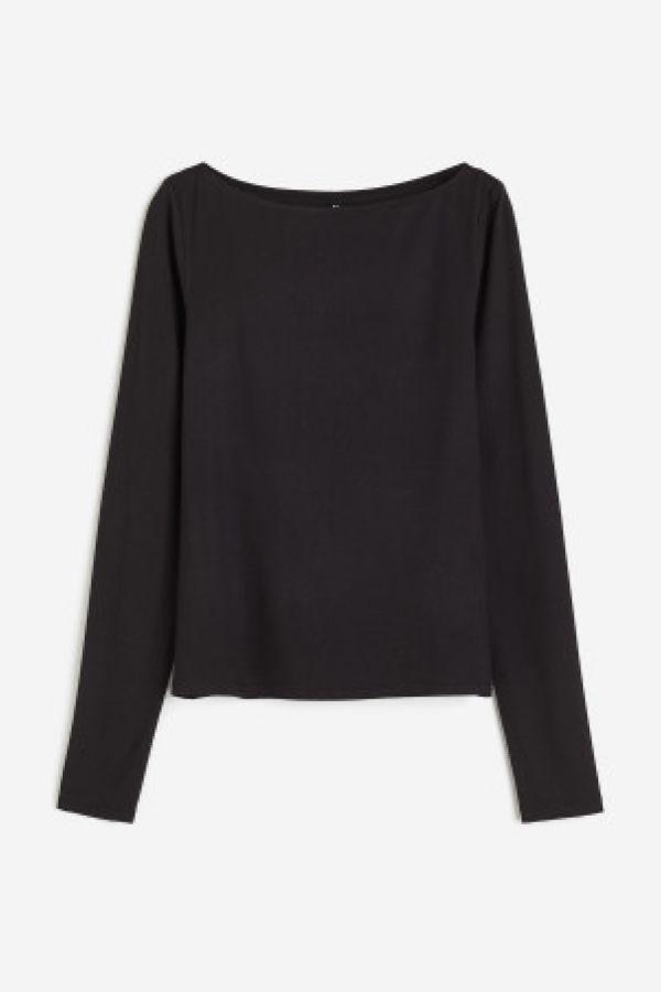  Bluza de jerseu cu decolteu barcuta
