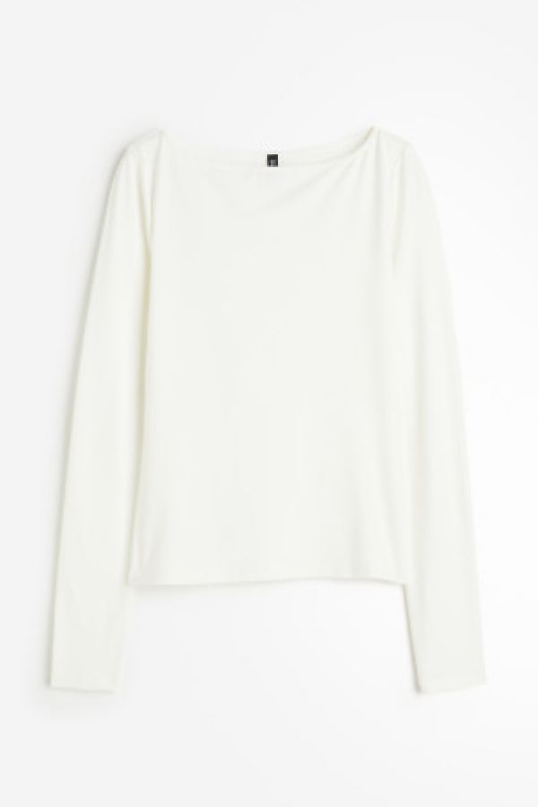  Bluza de jerseu cu decolteu barcuta