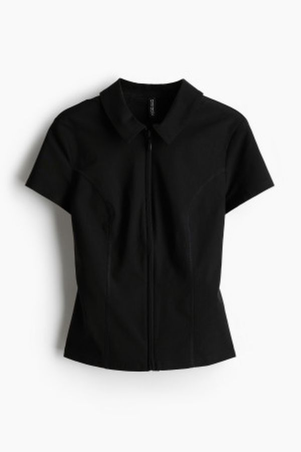  Collared zip-through top