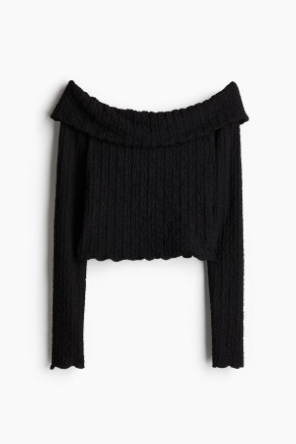  Bluza texturata cu umerii goi
