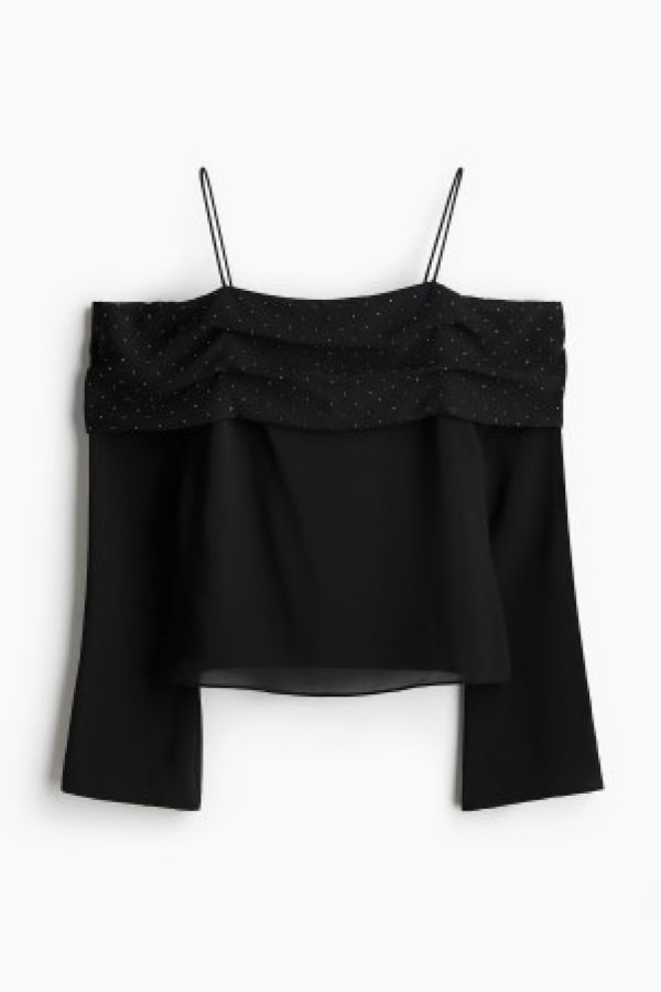  Top din sifon cu umerii goi