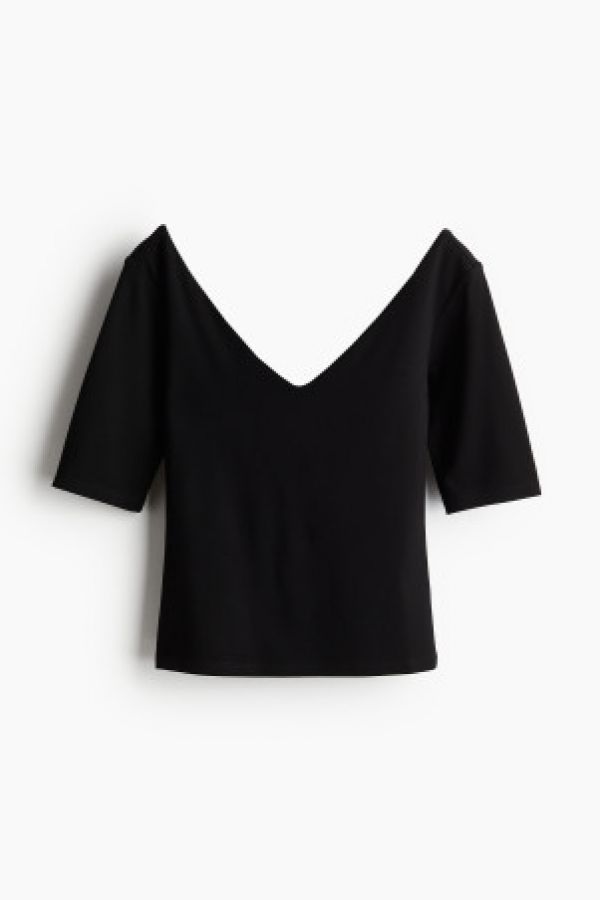 Bluza din jerseu cu decolteu in V