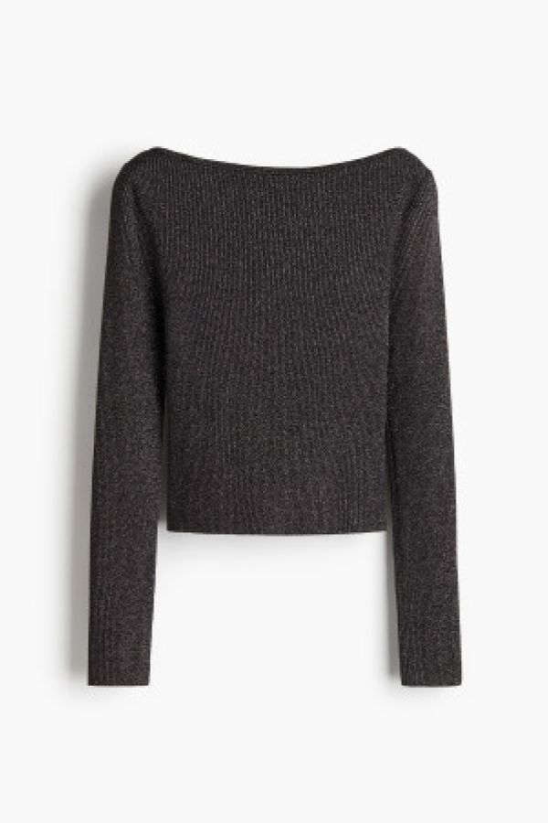  Bluza stralucitoare cu decolteu barcuta