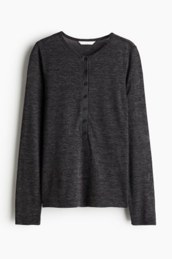  Bluza Henley tricotata fin