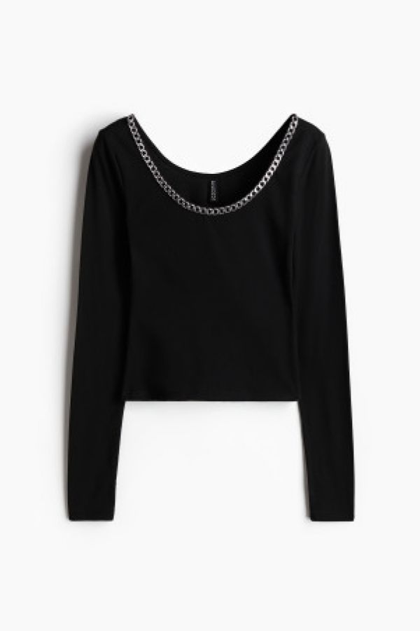  Bluza cu maneci lungi si detalii cu lant
