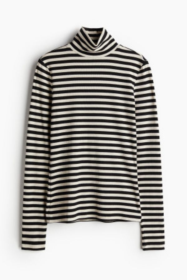  Bluza reiata cu guler inalt