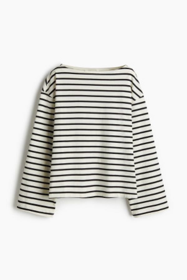  Bluza din bumbac cu decolteu barcuta