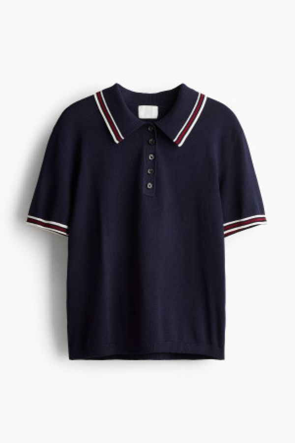  Bluza polo tricotata fin