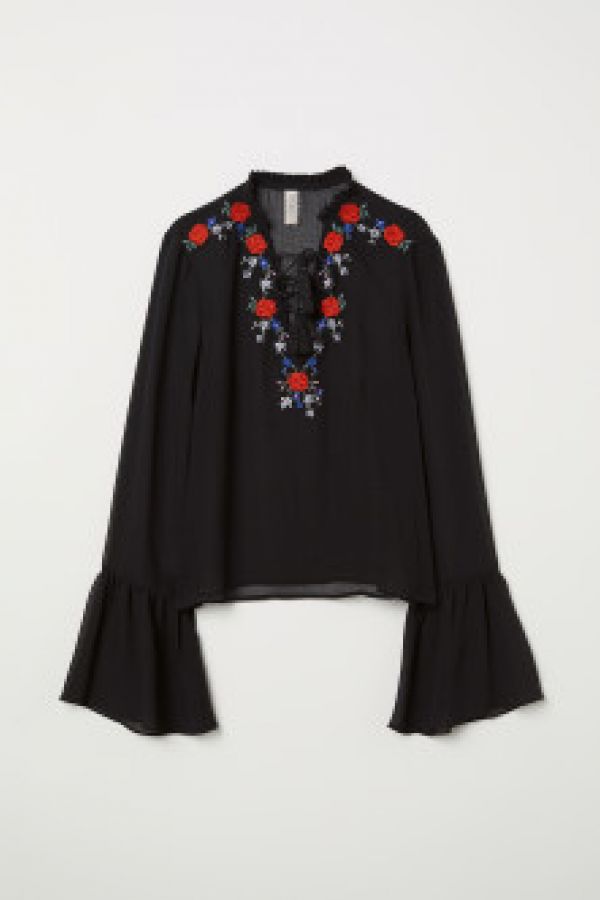  Bluza de sifon cu broderie