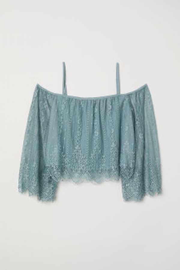  Bluza de dantela cu umerii goi