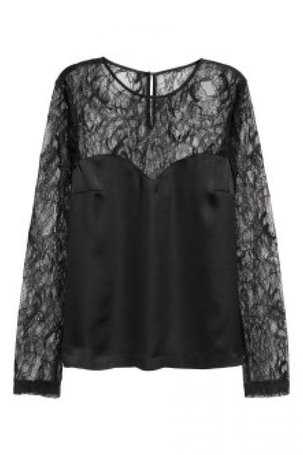  Bluza de satin cu dantela